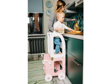 Učící věž 2v1 Trolley by Toddler in Family bílá/růžová