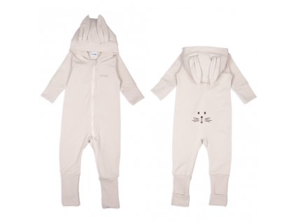 Moniel Dětský rostoucí teplákový overal Králík Basic Light Beige