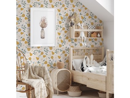 Tapeta do dětského pokoje Hrušky