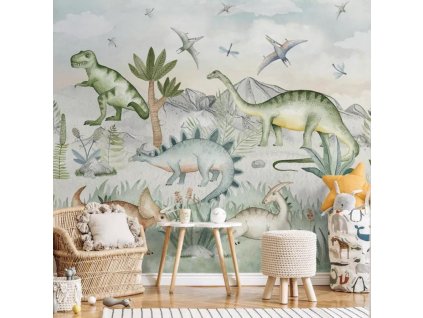 Tapeta do dětského pokoje s dinosaury