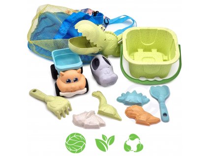 Sada na písek se zeleným kyblíkem a batohem Woopie Green 10 ks