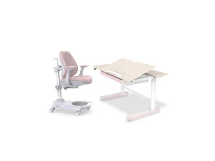 Set - Ergonomická dětská židle a elektrický dětský rostoucí psací stůl s šuplíkem a náklopným mechanismem