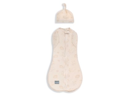 Zavinovačka Sleepee Second Step Swaddle s čepičkou zdarma Vintage Animals Cream