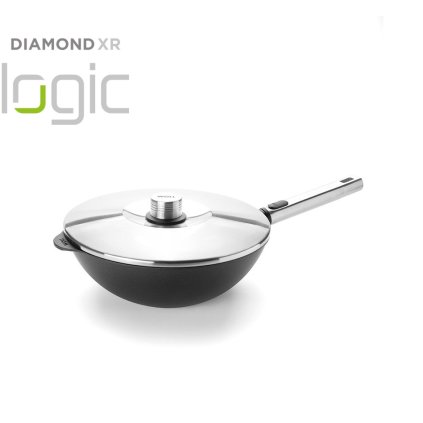 Wok DIAMOND PRO XR LOGIC 28 cm, mit Deckel, abnehmbarer Griff, WOLL
