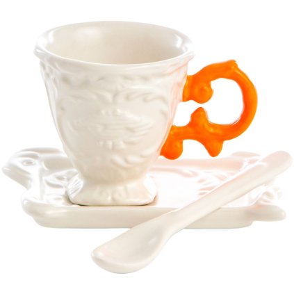 Kaffeetasse mit Untertasse und Löffel I-WARES, orange, Seletti
