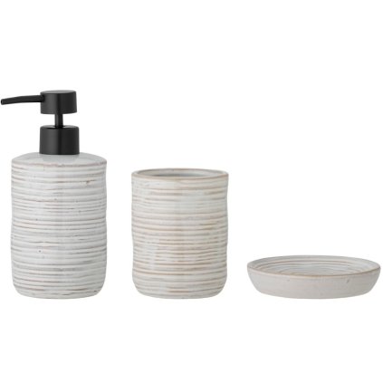 Badezimmerset WINTA, 3er-Set, grau, Steingut, Bloomingville