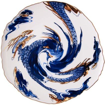Speiseteller DIESEL CLASSICS ON ACID IMARI DRAGON 28 cm, blau, Porzellan, Seletti