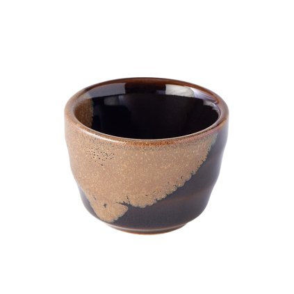 Sake Becher 30 ml, braun / schwarz, Keramik, MIJ