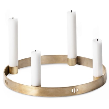 Stabkerzenhalter CIRCLE 25 cm, messing, fest LIVING