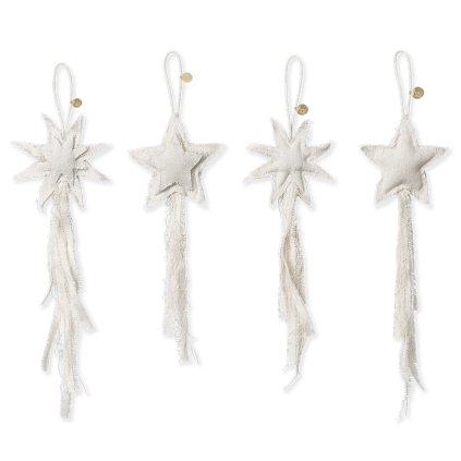 Weihnachtsschmuck VELA 22 cm, set à 4 st, weiß, baumwolle, Ferm LIVING