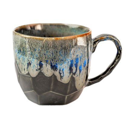 Tasse 250 ml, schwarz / blau, keramik, MIJ