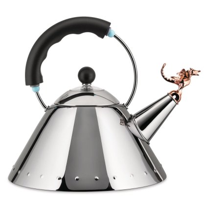 Flötenkessel 9093 TEA REX 2 l, silber / schwarz, edelstahl, Alessi