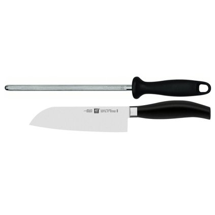 Santoku Messer FIVE STAR mit Wetzstahl, Zwilling