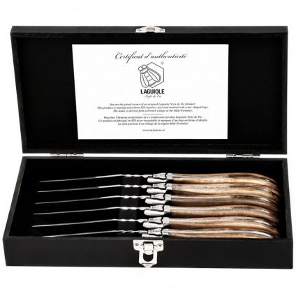 Steakmesser LAGUIOLE LUXURY, 6-teilig, oliv, Laguiole