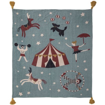 Kinderdecke PRANA 160 x 130 cm, blau, Baumwolle, Bloomingville