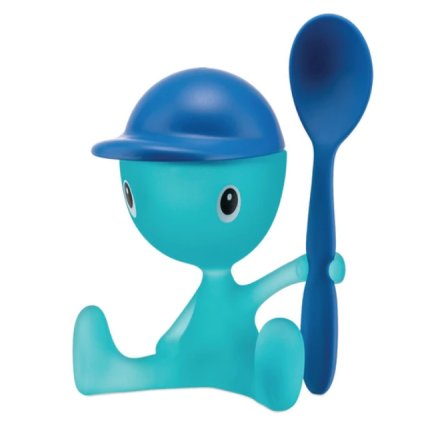 Eierbecher CICO, mit Löffel, blau, Alessi