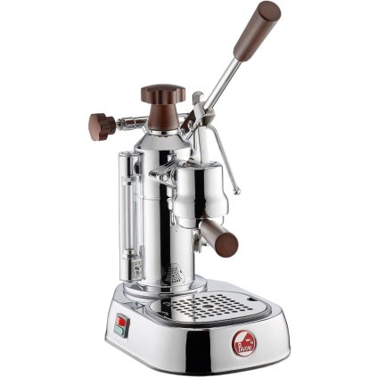 Handhebelmaschine EUROPICCOLA LUSSO, Silber, Holzgriff, La Pavoni