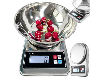 Elektronická kuchynská váha s digitálními přesnými kovovými váhami 5kg/1g