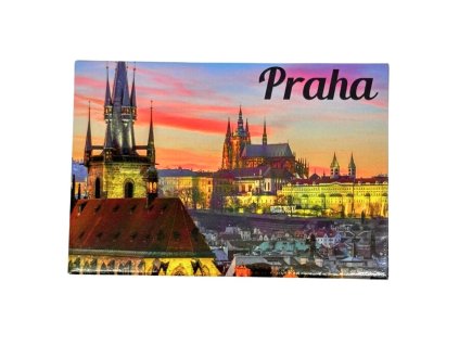 GIFTY CITY Plechový magnet - 8x5,5 cm - Pražský hrad v podvečer