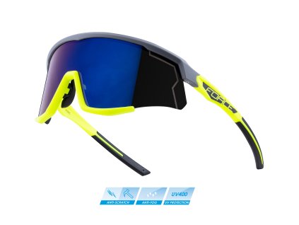 Brýle FORCE SONIC šedo-fluo - modro-fial. zrc. sklo