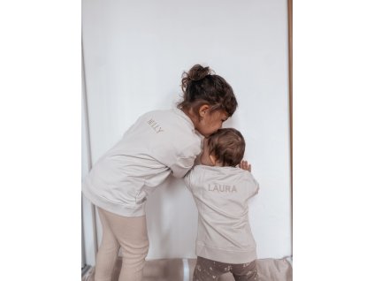 Moniel Dětská rostoucí mikina s vlastním nápisem Basic Light Beige