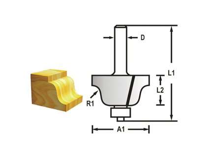 Makita – příslušenství D-48751 Profilová fréza s ložiskemstopka 8 mm,28,6x13x55 mm