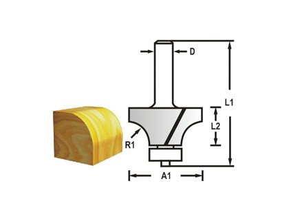 Makita – příslušenství D-48359 Zaoblovací fréza s ložiskem stopka 8 mm,19x9,5x53 mm R=3,2mm