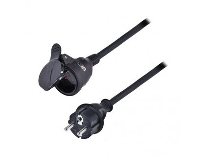 Solight prodlužovací kabel - spojka, 1 zásuvka, 10m, 3 x 1,5mm2, gumová, černá (PS31)