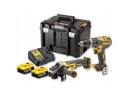 DeWALT  Sada aku nářadí DCK2020P2T - Vrtací šroubovák DCD791, úhlová bruska DCG405, 2x aku 5,0 Ah, kufr TSTAK