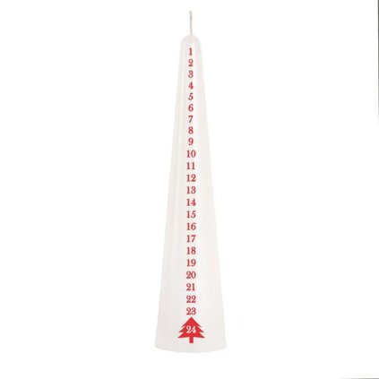 SVÍČKA KÓNICKÁ ADVENTNÍ, 25CM, BÍLÁ