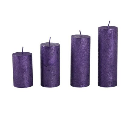 SVÍČKY ADVENTNÍ 4KS, FIALOVÉ