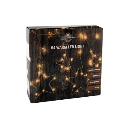 LED ŘETĚZ HVĚZDY 84 LED, 120X80 CM, ČASOVAČ