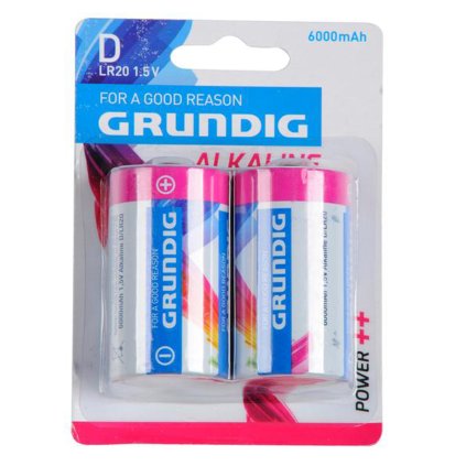 BATERIE LR20 GRUNDIG ALKALINE 6000 mAh, 2KS