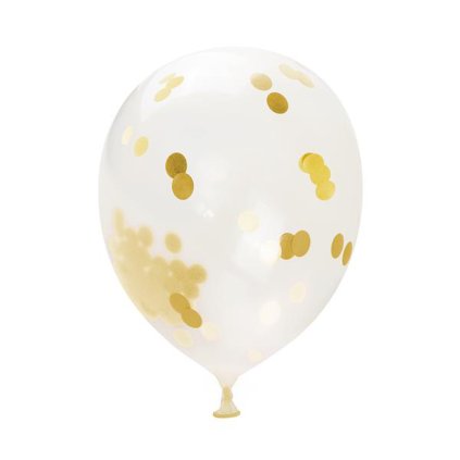 BALÓNKY S KONFETAMI 30CM 5KS,ZLATÉ FLITRYPRŮSVITNÁ