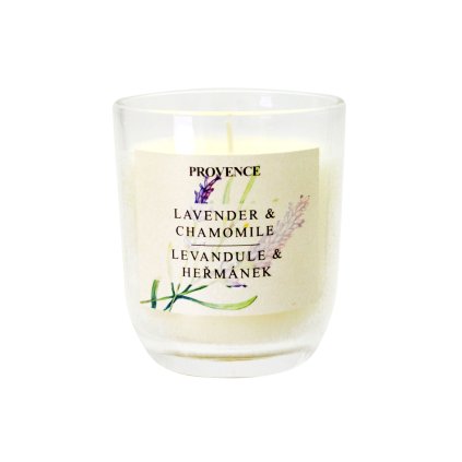 SVÍČKA VE SKLE LEVANDULE A HEŘMÁNEK 7.5X8.5CM 158G