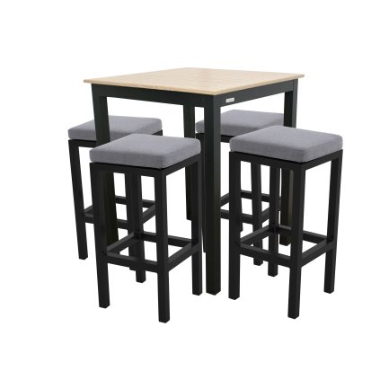EXPERT WOOD, světlý antracit, barové židle, 4+1