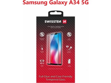 SKLO SWISSTEN FULL GLUE, COLOR FRAME, CASE FRIENDLY SAMSUNG A146 GALAXY A14 5G ČIERNE