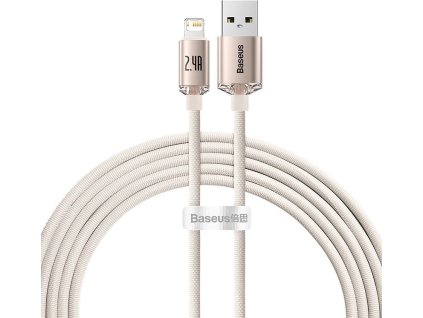 Baseus Crystal Shine USB kabel pro iP, 2,4A, 2m (růžový)