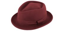 Trilby klobúk vlnený Fiebig - bordová s bordovou stuhou - Diamond Woolfelt