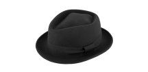 Trilby klobúk vlnený Fiebig - čierny s čiernou stuhou - Diamond Woolfelt