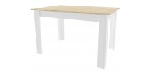 Masa de sufragerie alba cu blat in decor stejar sonoma, MADO 120x80