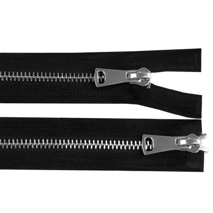 Zip kovový No 5 dělitelný 2 jezdce / dvoucestný 60 cm