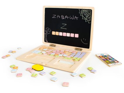 Vzdelávacia drevená magnetická tabuľa na notebook ECOTOYS