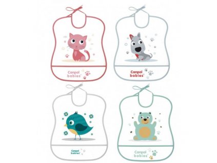 Canpol babies Plastový bryndák měkký CUTE ANIMALS (Barva Růžová)