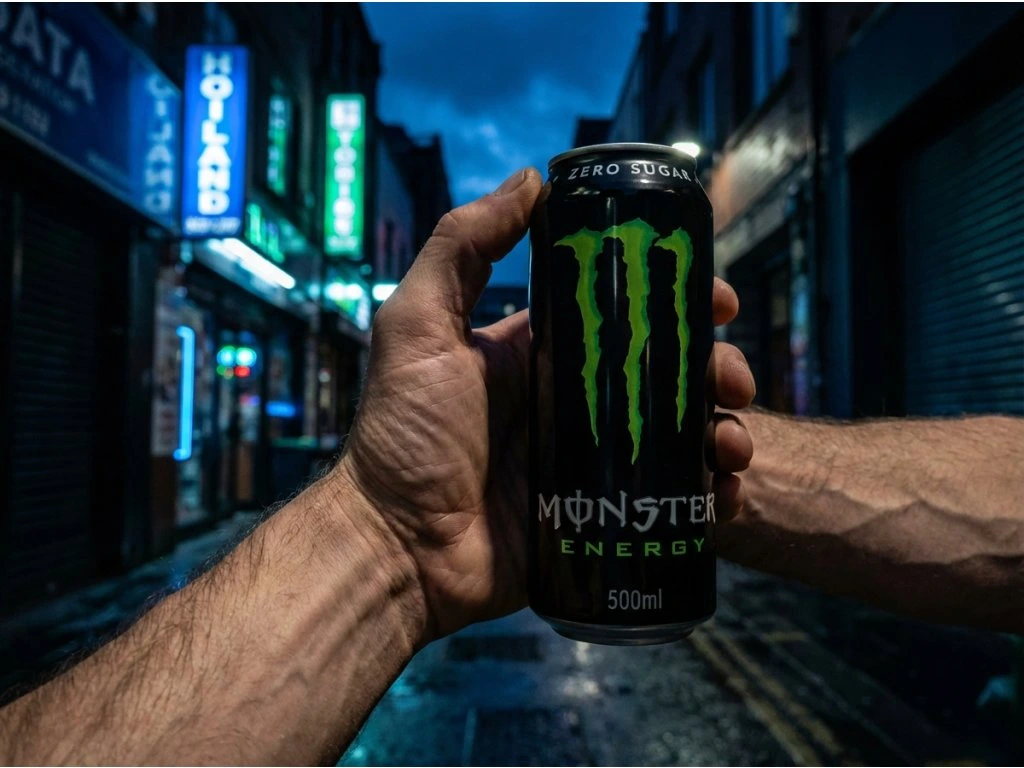 Monster Energy v ruce