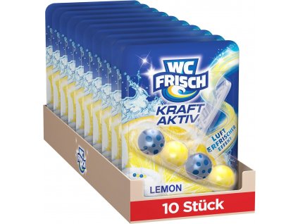 WC Frisch Blau Kraft-Aktiv závěsný blok se svěží vůní citrónu 10x50 g-VÝHODNÉ BALENÍ