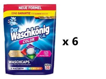 WaschKönig kapsle na praní Active Proteine 5v1 Color 6x32 ks - VÝHODNÉ BALENÍ