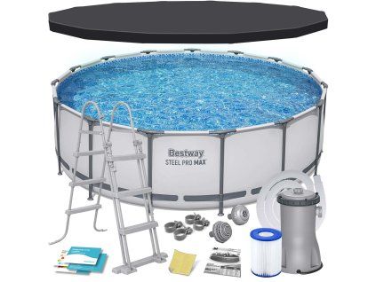 Piscină de grădină cu cadru 457 x 122 cm 11în1 Bestway 56438