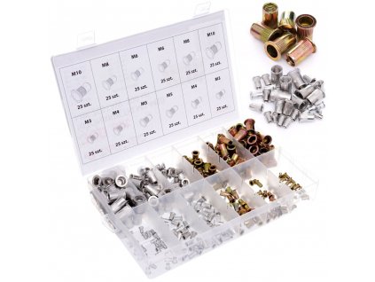 Sada nitovacích matíc Oceľ / Hliník M3-M10 300ks TA4093