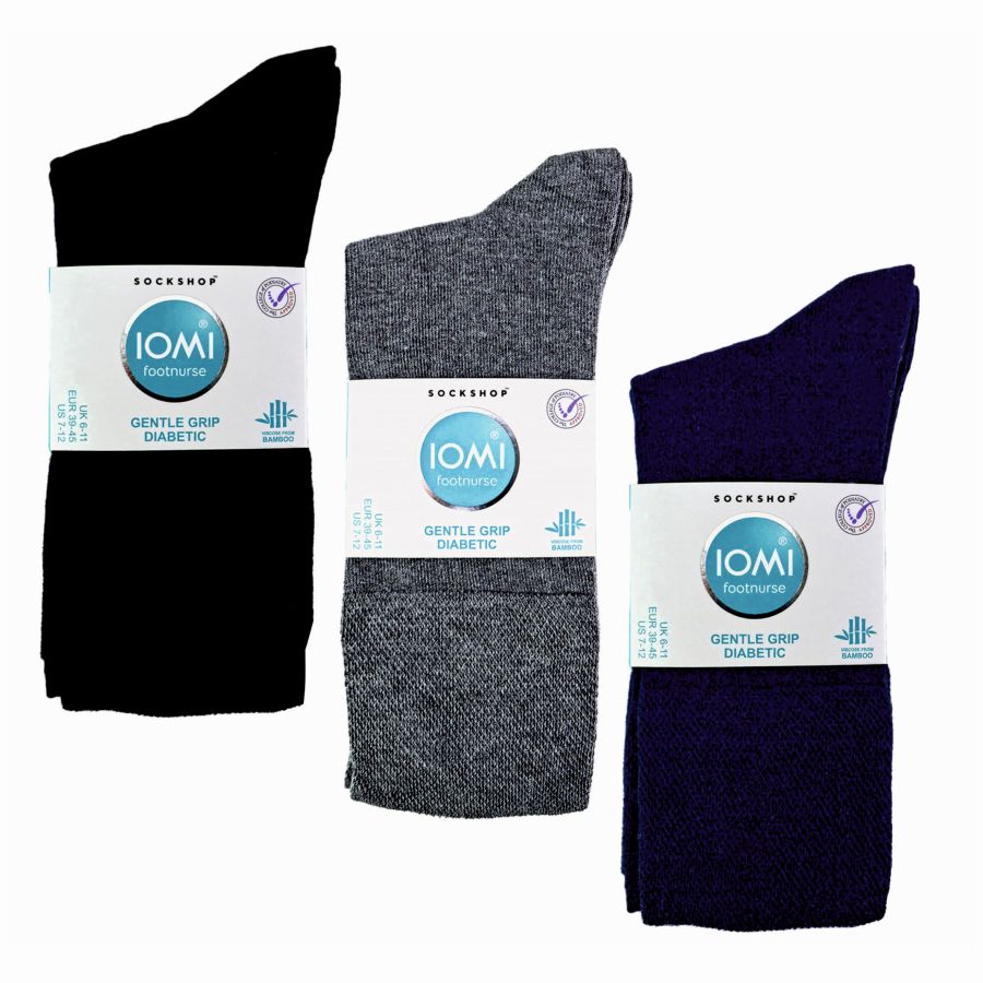 6 párov pánske IOMI Diabetik Bambusové tenké ponožky Tmavé bez gumičiek